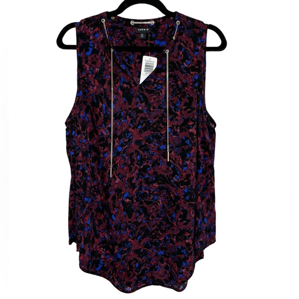 NEW Torrid Crepe Chain Link Tank in Multicolor Animal Print - Size 00 (M/L)